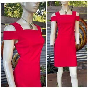NWOT ASOS Red Cold Shoulder Square Neck Dress Size 10